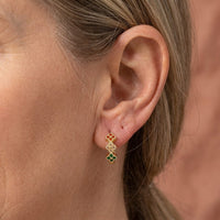 Turquoise Cubic Zirconia Flower Hoop Earrings