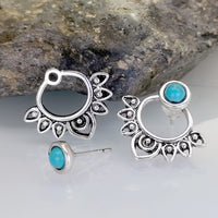Turquoise Mandala Silver Plated Stud Earrings
