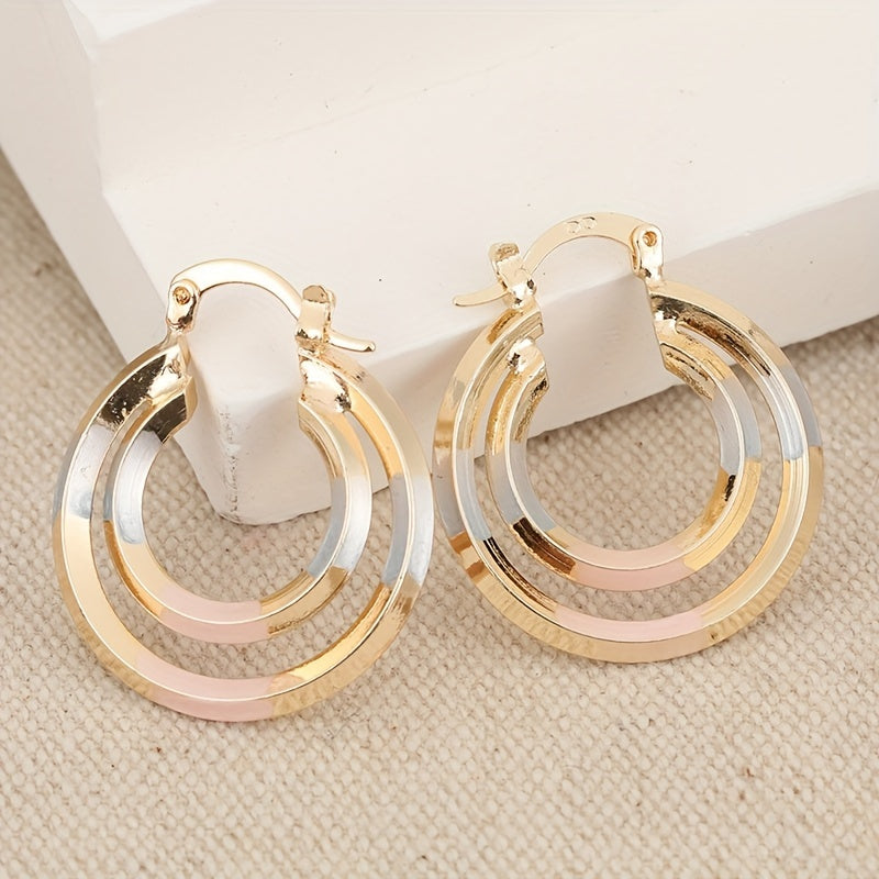 Stylish Hollow Round Shaped Gold Plated Earrings
