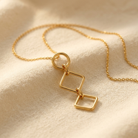 Gold Double Diamond Drop Necklace