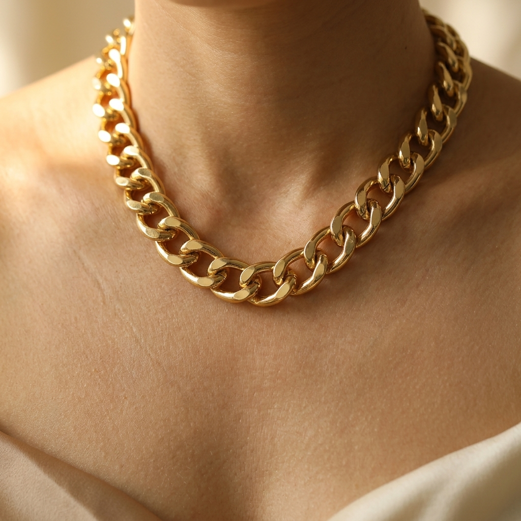 Golden Geometric Chain Necklace