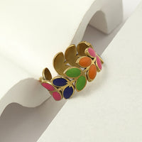 Boho Multicolor Leaf Design Band Ring