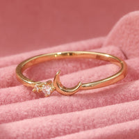 Vintage Style Half Moon Inlaid Zirconia Stackable Ring Set