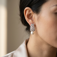 Luxury Pearl Zirconia Drop Earrings