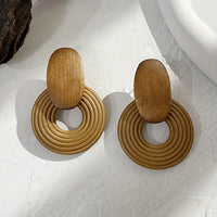 Natural Wood Spiral Drop Earrings