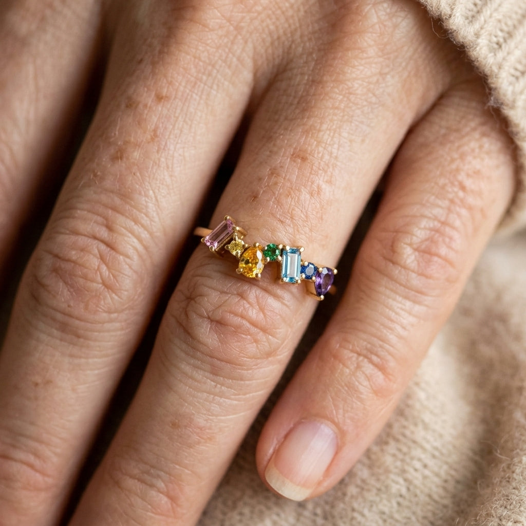 Art Deco Geometric Cubic Zirconia Gold Ring