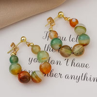 Boho Natural Stone Beaded Gold Plated Hoop Earrings