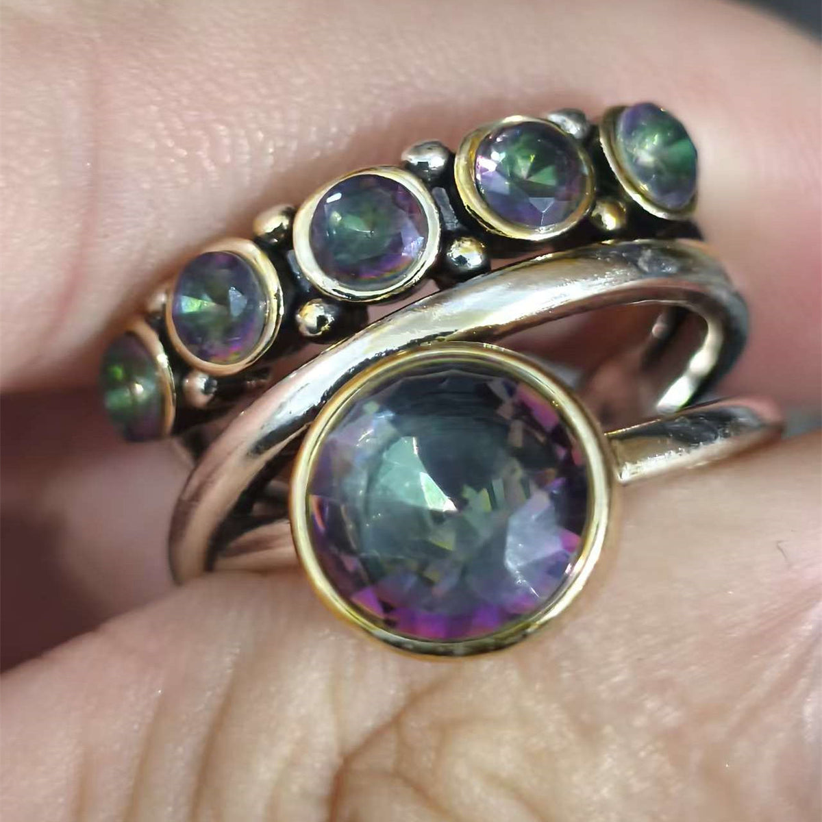 Elegant Bohemian Artistic Cubic Zirconia Inlaid Ring