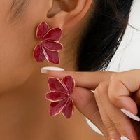 Vintage Green Leaf Enamel Stud Earrings