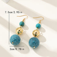 Vintage Gold Accent Boho Chic Turquoise Bead Earrings