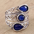 Vintage Lapis Blue Zirconia Multi-Stone Wide Ring