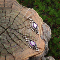 Vintage European Style Purple Zirconia Crystal Inlay Earrings