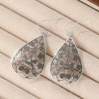 Elegant Retro Teardrop Ethnic Style Threaded Print Earrings