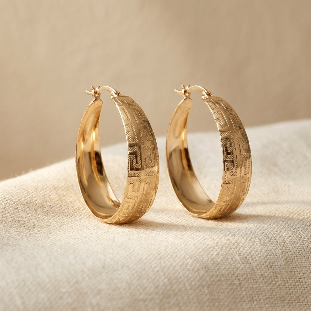 Aurelie Vintage Gold Ethnic Hoop Earrings