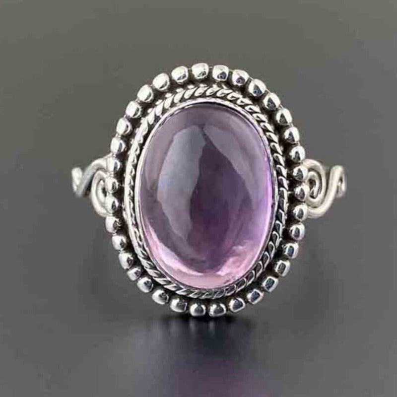 Vintage Oval Purple Zirconia Filigree Cocktail Ring