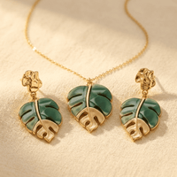Bohemian Style Irregular Leaf Earrings And Necklace Set