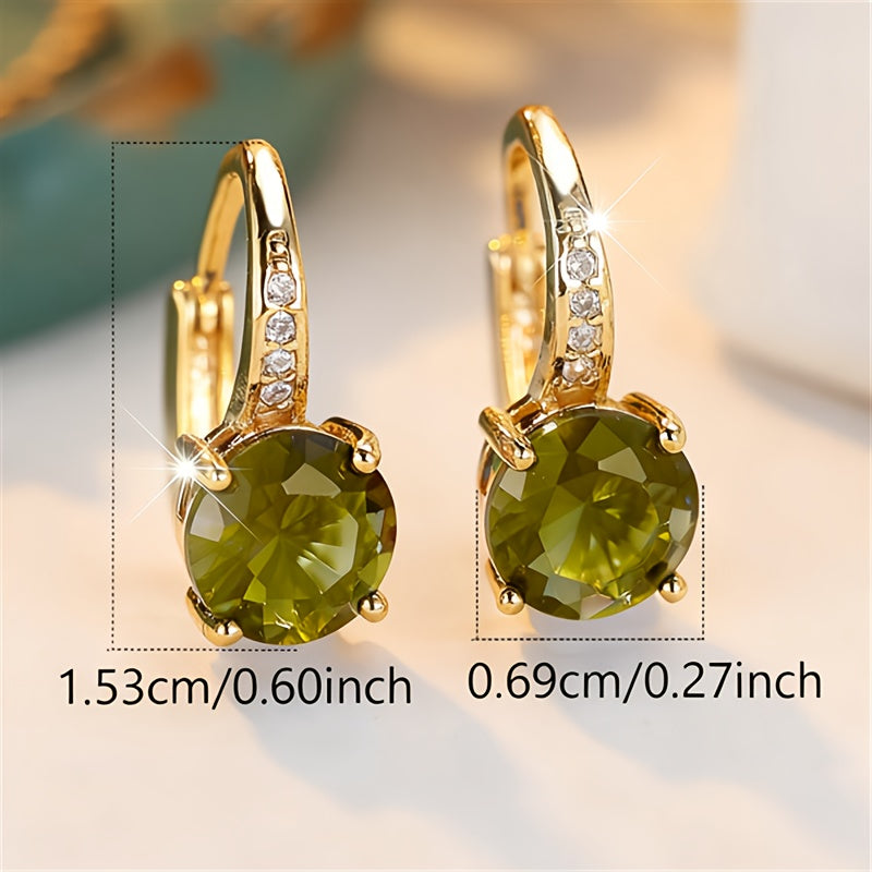 Vintage Bohemian Green Cubic Zirconia Golden Claw Earrings