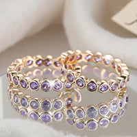 Elegant Ethnic Style Purple Zirconia Crystal Hoop Earrings