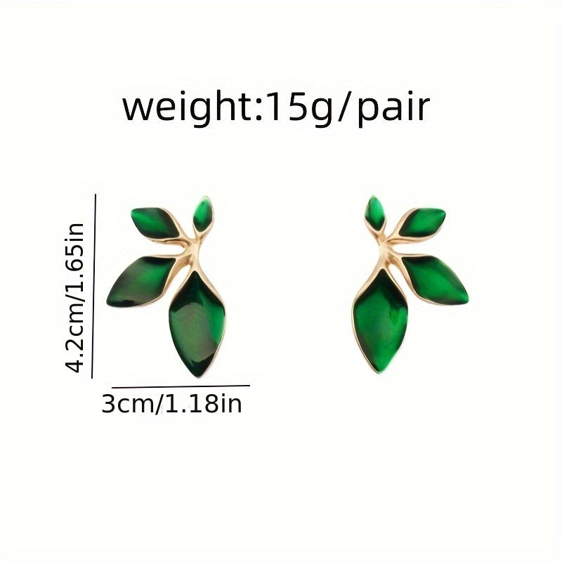 Vintage Leaf Statement Earrings with Gold Finish