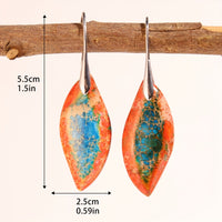 Vintage Bohemian Orange and Blue Natural Stone Leaf Earrings