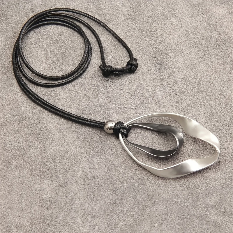 Elegant Modern Mixed-Metal Abstract Pendant Necklace