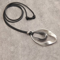 Elegant Modern Mixed-Metal Abstract Pendant Necklace