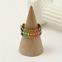 Boho Multicolor Leaf Design Band Ring