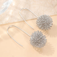 Handcrafted Silver Wire Flower Drop Earrings