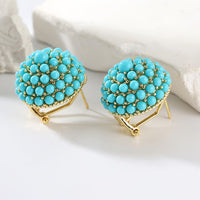 Elegant Palace Style Turquoise Cluster Stud Earrings