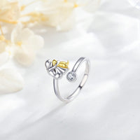 Silver dog ring with zirconia stones