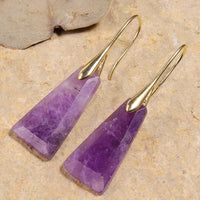 Elegant Natural Stone Amethyst Inverted Trapezoid Earrings