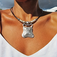 Vintage Antique Geometric Tribal Pendant Necklace