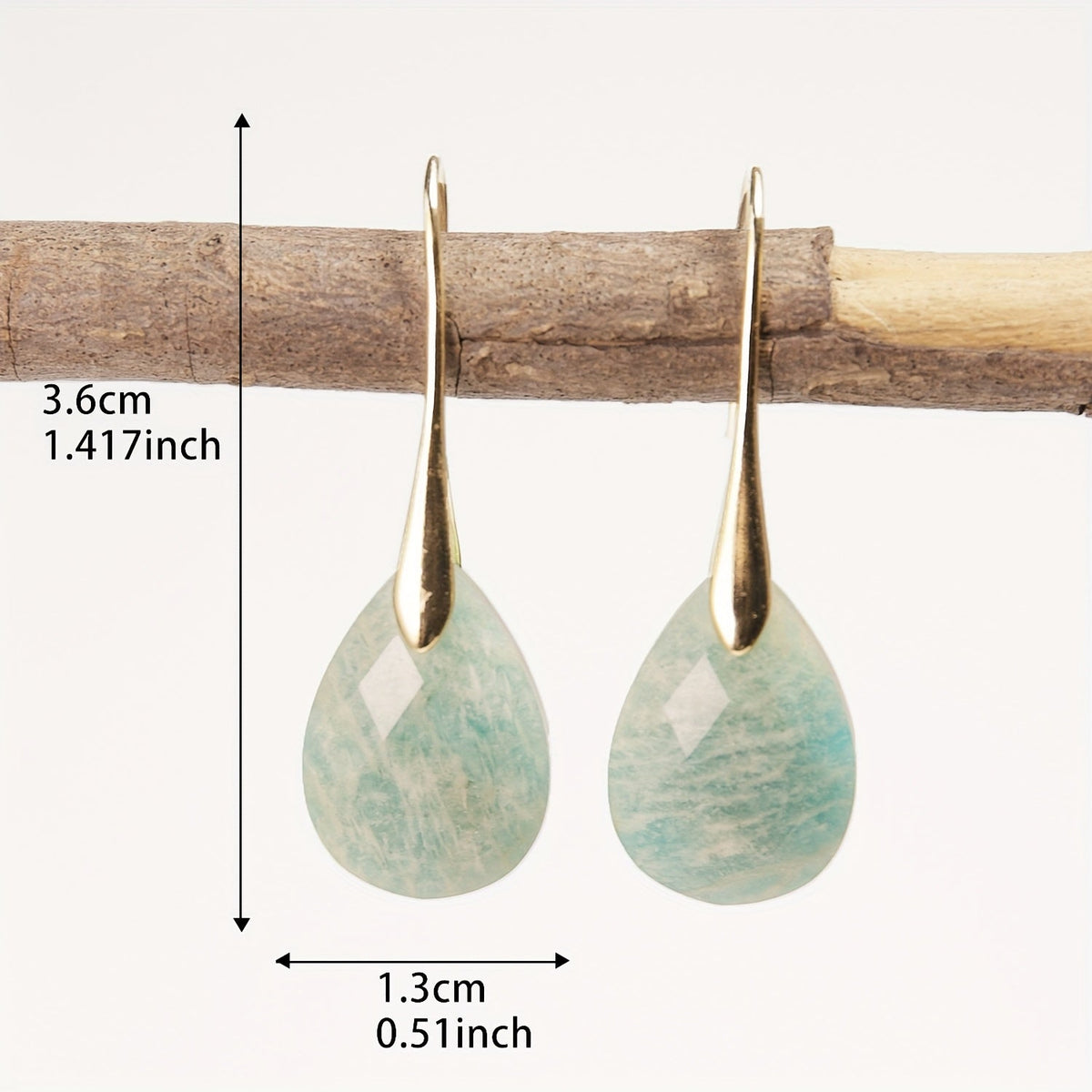 Elegant Natural Stone Amazonite Teardrop Earrings