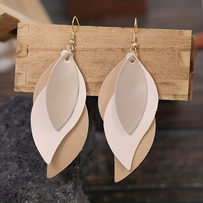 Vintage Layered Ivory Petal Lightweight Drop Earrings