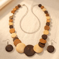 Bohemian Wooden Colorful Necklace And Earrings Jewelry Set