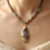 Ethnic Colorful Natural Pendant Beaded Necklace