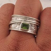Geometric Design Silver Plated Ring with Zirconia Stone