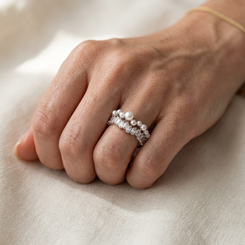 Artisan Pearl Cubic Zirconia Open Ring