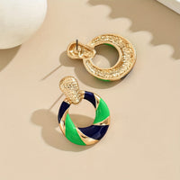 Color Block Enamel Spiral Statement Earrings
