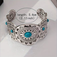 Vintage Stamped Turquoise Silver Plated Cuff Bracelet