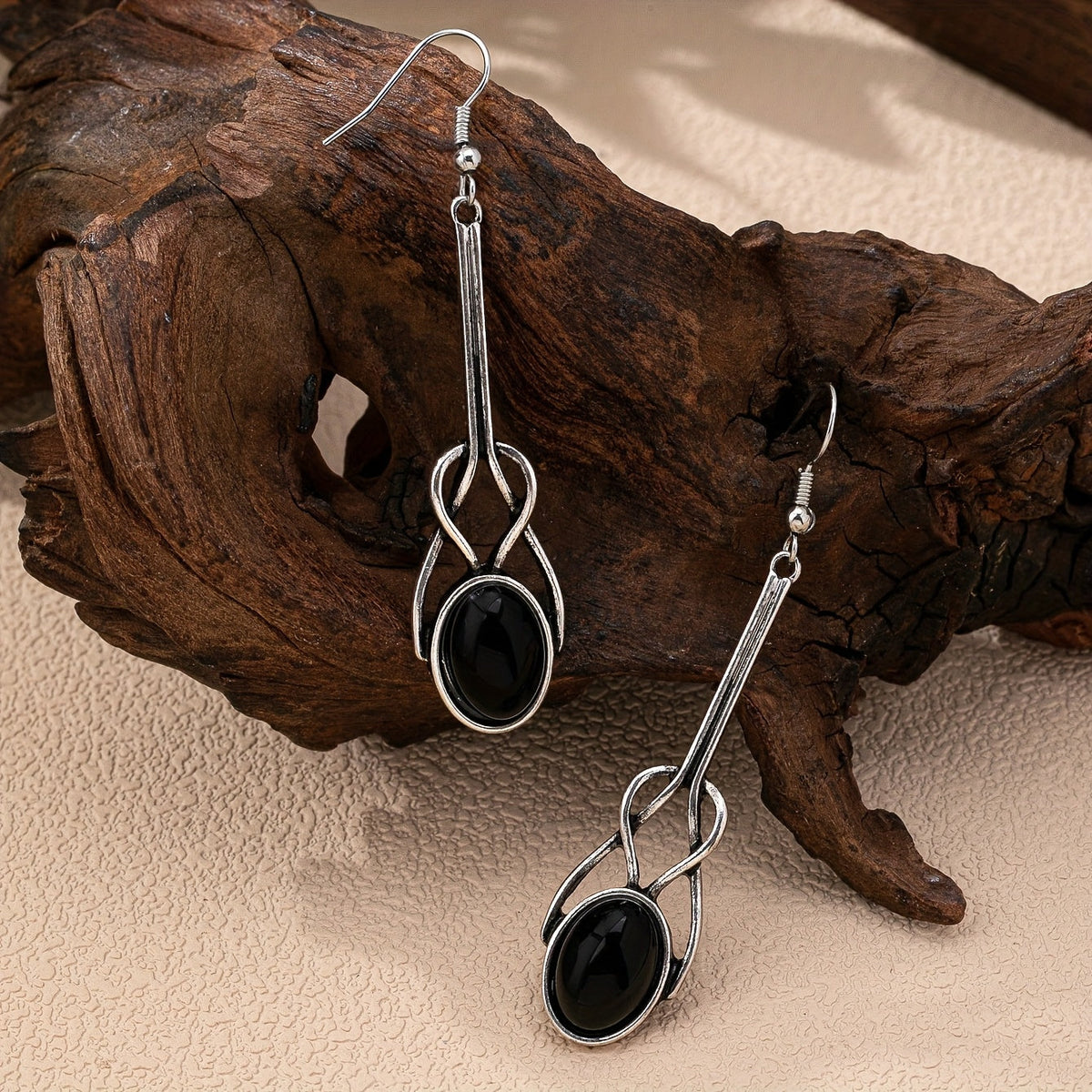 Vintage Round Glass Zinc Alloy Artisan Drop Earrings