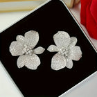 Elegant Sparkling Zirconia Flower Stud Earring