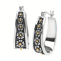 Vintage Hand-Cut Daisy Hoop Earrings