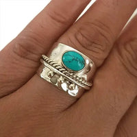 Elegant Turquoise Wide Band Ring
