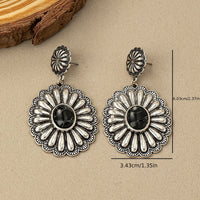 Vintage Bohemian Turquoise Round Pattern Earrings