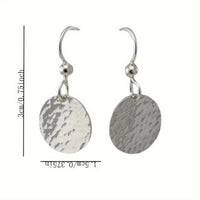 Round Shape Hammered Zinc Alloy Disc Drop Earrings