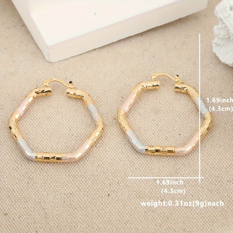 Vintage Retro Style Gold Plated Round Tie Dye Hoop Earrings