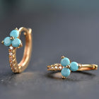 Retro Bohemian Style Synthetic Zirconia Blue Hoop Earrings