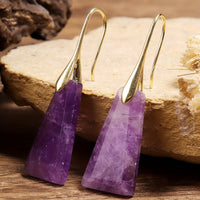 Elegant Natural Stone Amethyst Inverted Trapezoid Earrings