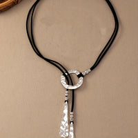 Western Style Hammered Silver Drop Necklace